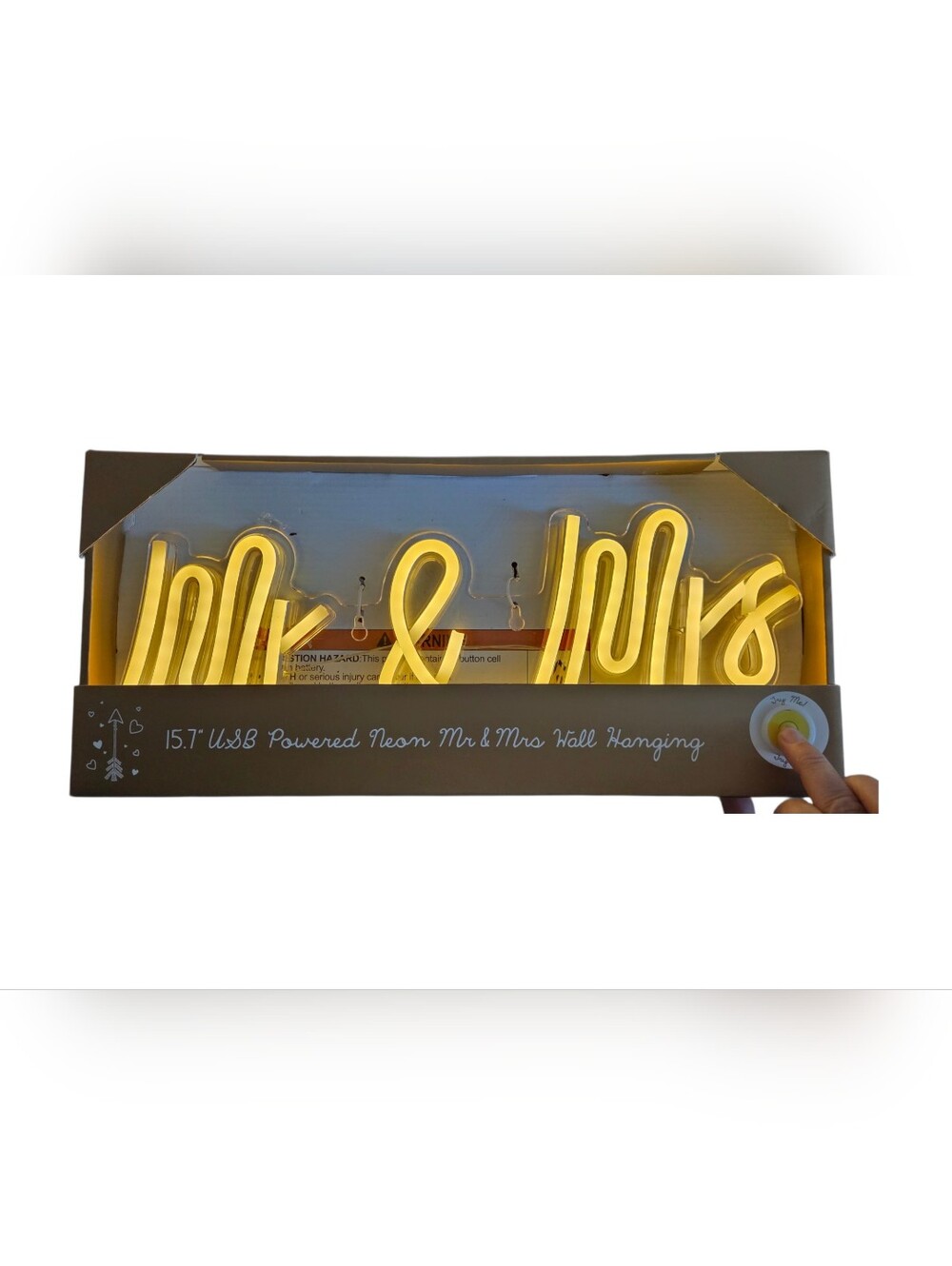 15.7" USB Neon Mr & Mrs Indoor Wall Sign Hanging Warm Glow NEW